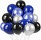60 Pack 12-Inch Black, Blue & Silver Latex Balloons – Royal Blue, Metallic Blue & Silver Party Balloon Set with Ribbon for Birthday, Baby Shower, Graduation & Event Decorations